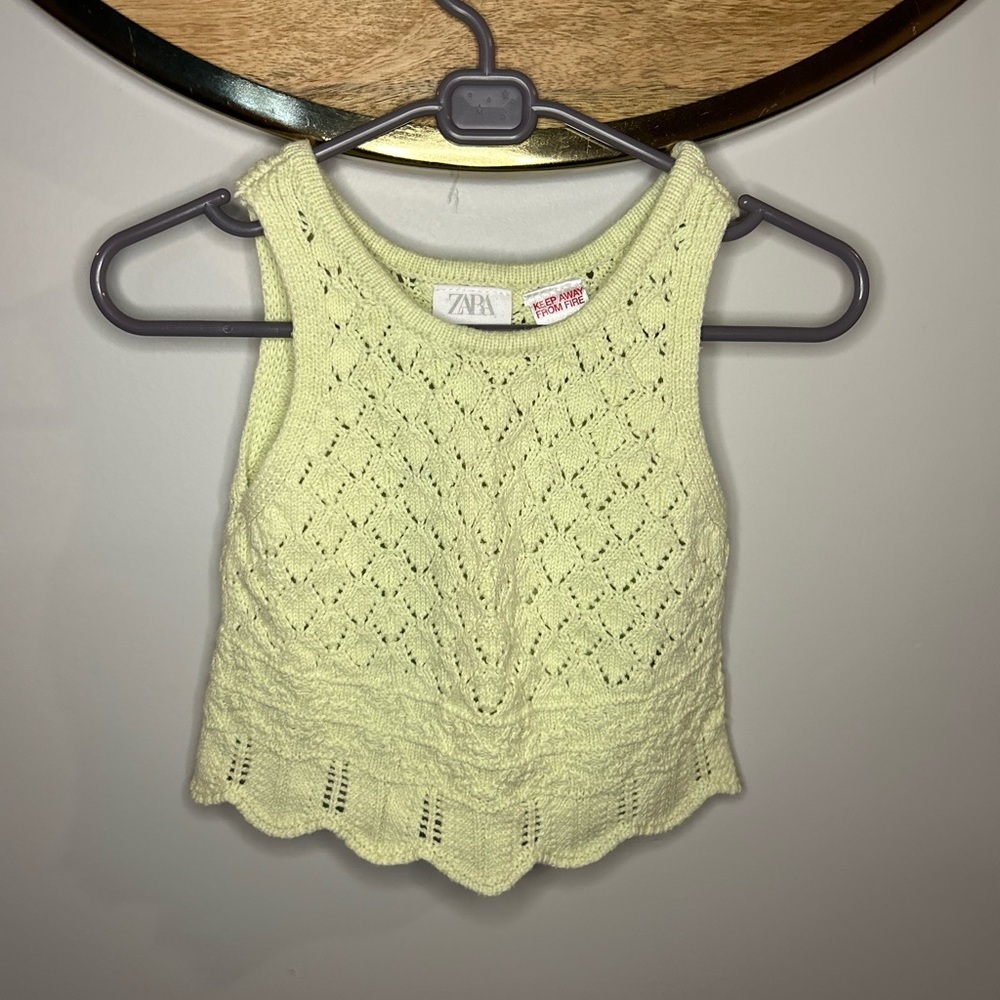 Zara Light Green Knit Sleeveless Top